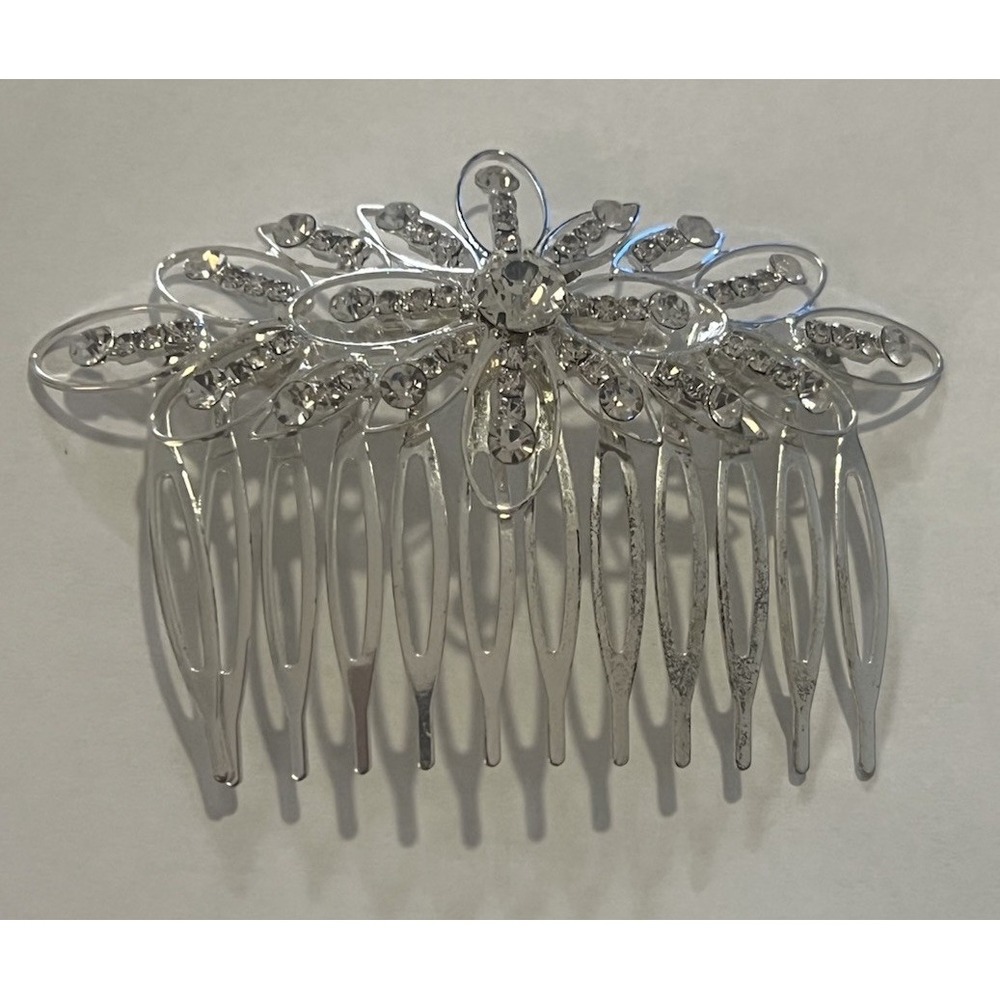 ELEGANT VINTAGE SILVER TONE SPARKLING RHINESTONE BRIDAL HAIR COMB!